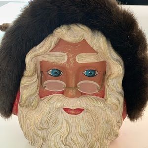Timmy woods wooden Santa handbag purse with fur
